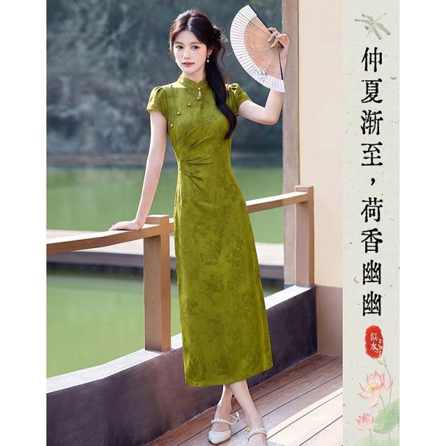 13521395.【26夏日穿搭】设计感小众时尚气质显瘦新中式压褶小个子连衣裙