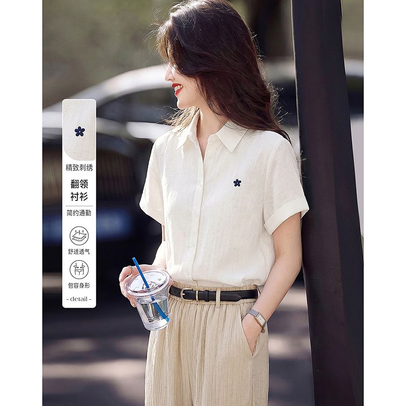 13520831.【26夏日穿搭】设计感小众时尚气质显瘦小个子女式翻领衬衫