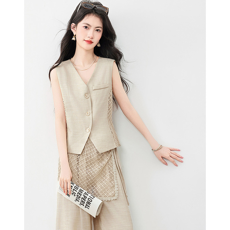 13522615.【26夏日穿搭】设计感小众时尚气质显瘦小个子通勤上衣+休闲裤女式套装
