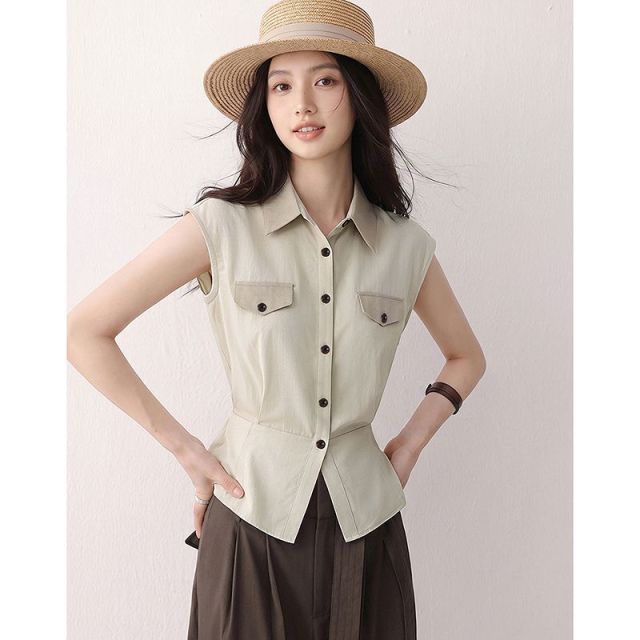 13596221.【26夏日穿搭】设计感小众时尚气质显瘦复古收腰小个子女式衬衫