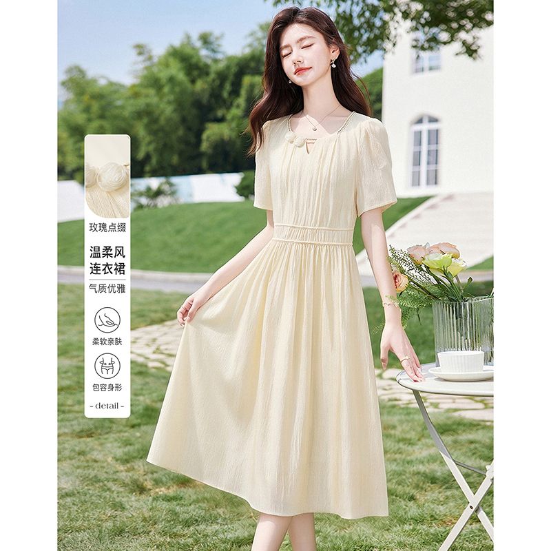 13660810.新款夏季气质收腰裙子显白连衣裙高端女