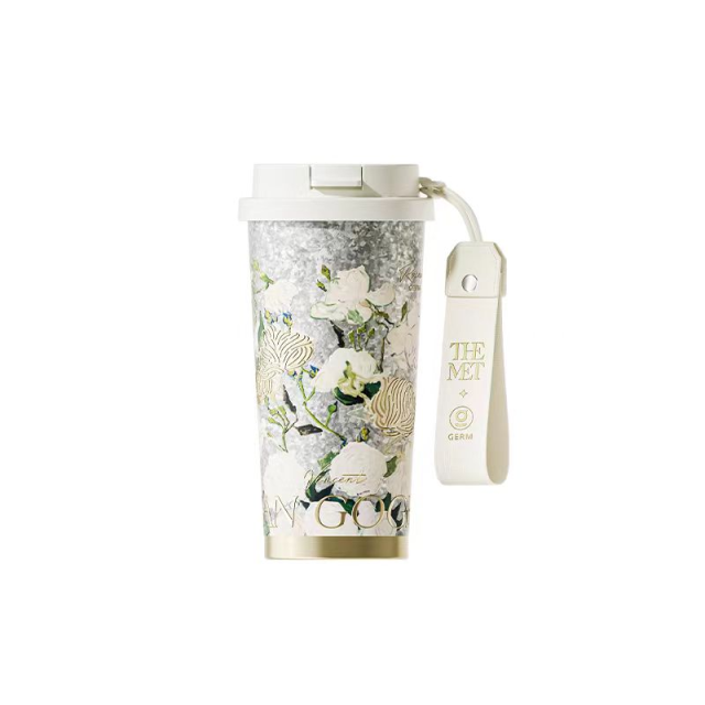 12309879.GERM格沵纯钛梵高保温杯咖啡杯高颜值生日礼物礼盒车载便携吸管杯子女水杯