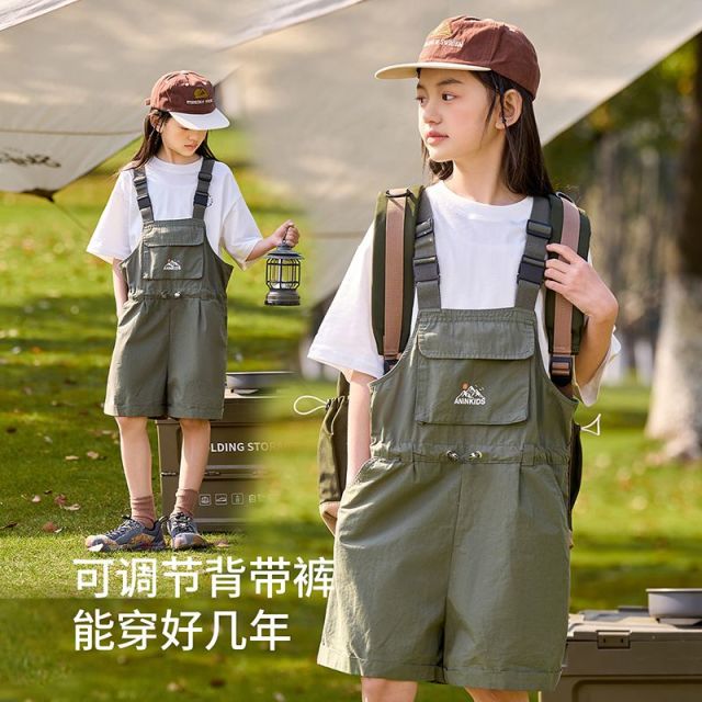 12050478.【纯棉户外出游工装背带裤】女童背带裤儿童裤子中大童休闲裤’