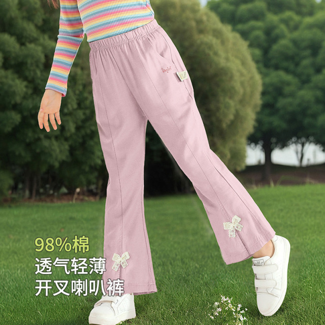 11986917.【98棉森系户外防蚊裤】儿童长裤女童夏季裤子中大童休闲露营裤