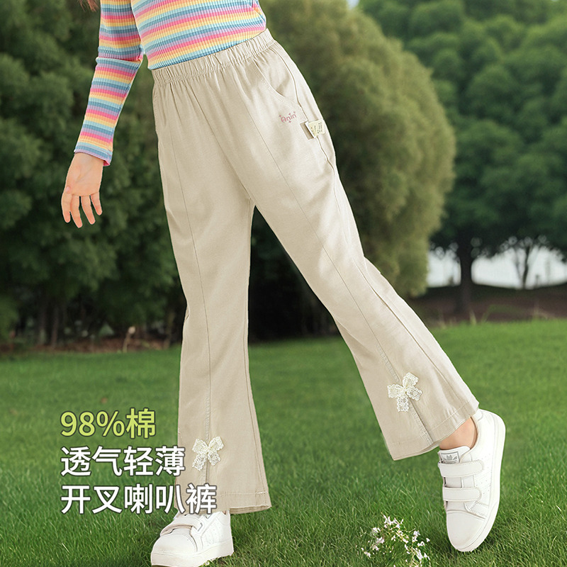11986917.【98棉森系户外防蚊裤】儿童长裤女童夏季裤子中大童休闲露营裤