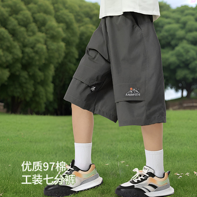 12017572.【97棉户外运动七分裤】儿童夏季七分裤男童裤子工装裤登山短裤