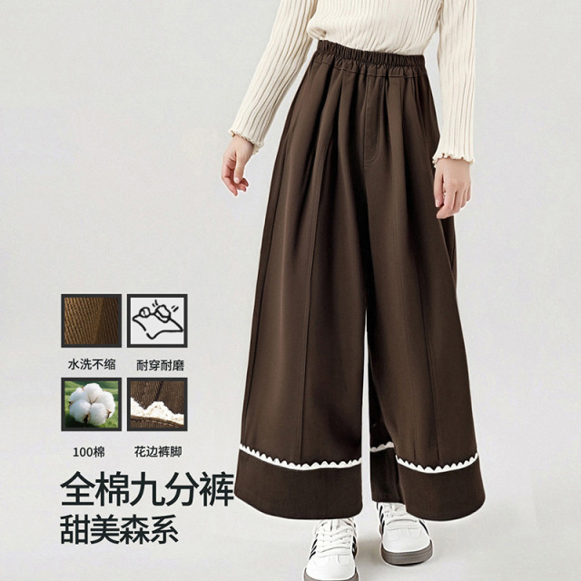 12515634.【纯棉直筒阔腿裤】25年女童秋冬裤子儿童九分裤中大童休闲裤