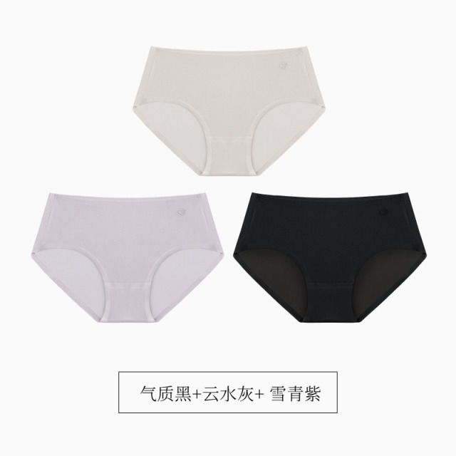 10167377.素肌良品女士内裤新款纯棉档消臭无痕裸感三角裤三条装礼盒