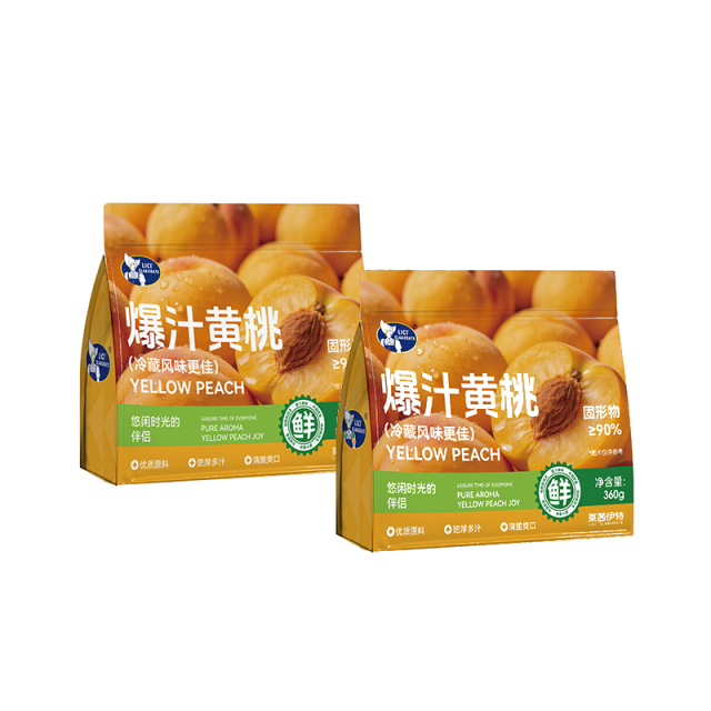 13825336.【新品上市】莱茜爆汁黄桃360g*2袋鲜脆香甜厚切大片维C酸甜果汁浓郁独立包装健康零食下午茶点心