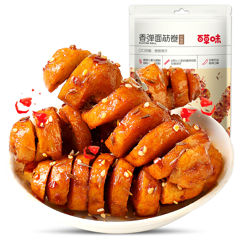 12686998.【99元任选20件】【百草味】香弹面筋卷135g(单拍或取消多件不发货)