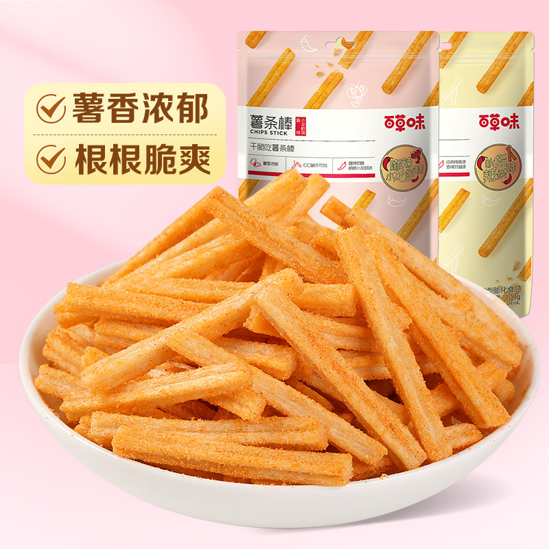 12686842.【99元任选20件】【百草味】薯条棒 100g（吮指辣条味）（单拍或取消多件不发货）