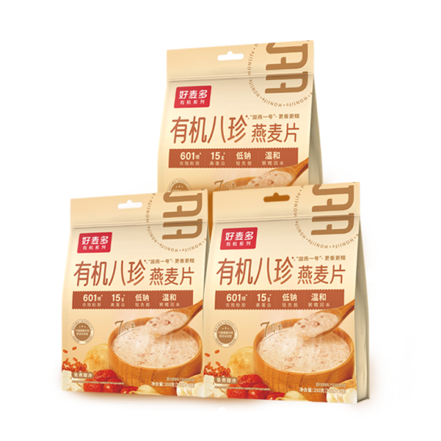 12679137.好麦多有机八珍燕麦片210g(30g*7包)*3袋 食补养生