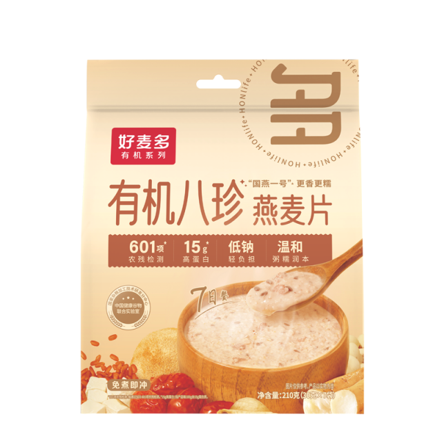 12679113.【49.9元任选5件】好麦多有机八珍燕麦片210g（30g*7包）一周养生餐