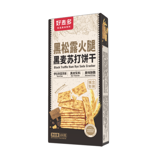 12679109.【任选5件49.9元】黑松露火腿黑麦苏打饼干100g