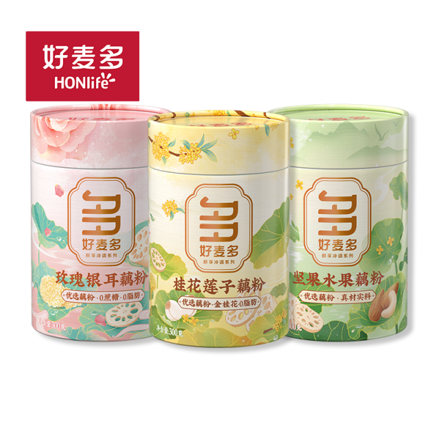 12724862.好麦多 50%藕淀粉颗粒高端纯藕粉 桂花莲子/坚果水果/玫瑰银耳3种口味