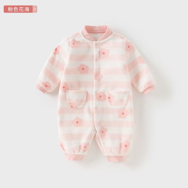 11828060.【抱抱衣】戴维贝拉新生儿爬服秋装婴儿摇粒绒男宝女宝连体衣