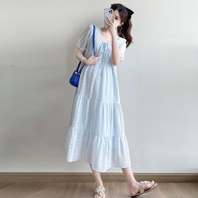 13515740.兔妈孕妇装夏季新款孕妇妇裙子韩版高级感时尚宽松气质洋气大码连衣裙