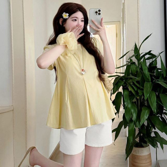 13518258.兔妈纯棉孕妇装夏季新款上班遮肚减龄宽松短袖上装时尚薄款外穿上衣