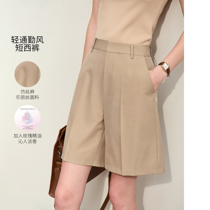10417010.【优雅职场】春季新款简约风休闲短裤女商务通勤直筒西裤