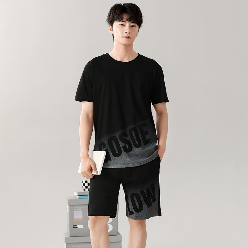 11756424.少宜睡衣套装家居服夏季男士纯棉可外穿大码短袖宽松休闲新款可外出薄款居家春秋亲肤加大加肥基础柔软潮流百搭