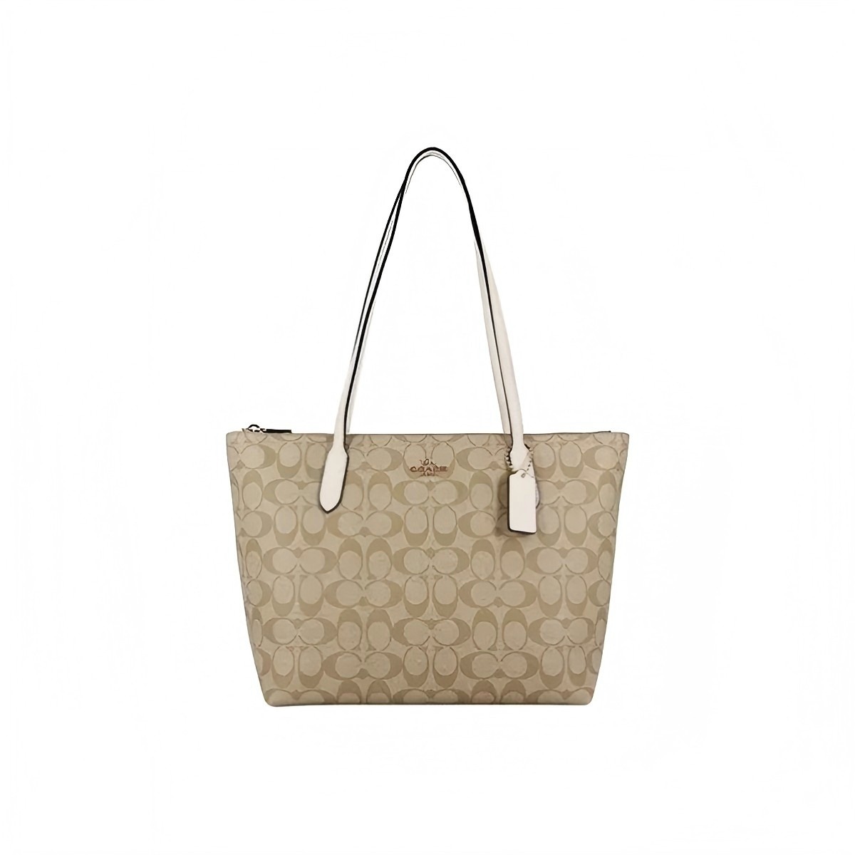 13112334.COACH蔻驰 Zip Top Tote 30 老花帆布配皮托特包Tote包购物袋单肩包 大号