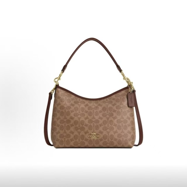 13474749.【专柜样品,内里有点污渍,介意勿拍】COACH蔻驰 Laurel 31 品牌印花Logo 人造革 单肩包 大号