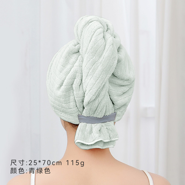 13703026.【三利官方旗舰店】毛巾干发帽女新款强吸水包头巾纯色竖条纹浴帽裹头擦头干发巾