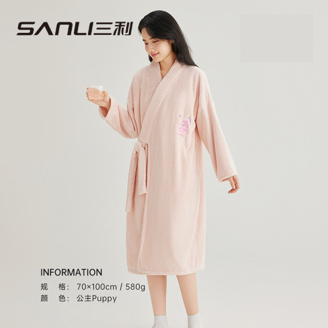 13703756.【三利官方旗舰店】长浴袍浴巾可穿式睡衣女秋冬2025新款睡袍绒珊瑚绒男吸水浴衣