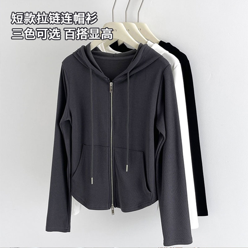 13185400.拉链连帽款~春季宽松长袖卫衣韩版开衫休闲女上衣外套