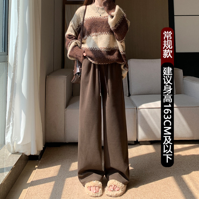 13185394.SUIXI随系-毛呢阔腿裤女春秋款新款小个子高腰美式休闲直筒卫裤