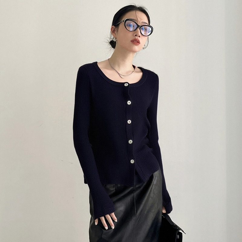 13185556.SUIXI随系-美拉德色系亨利领针织开衫