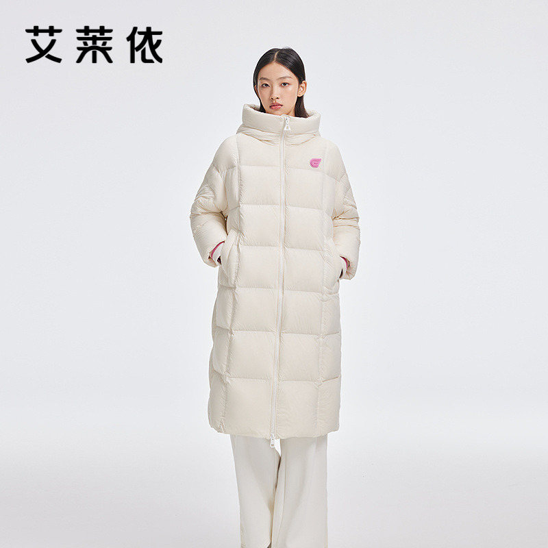 12669793.【商场同款】艾莱依连帽泡芙羽绒服商场同款时尚连帽简约气质休闲长款外套女款