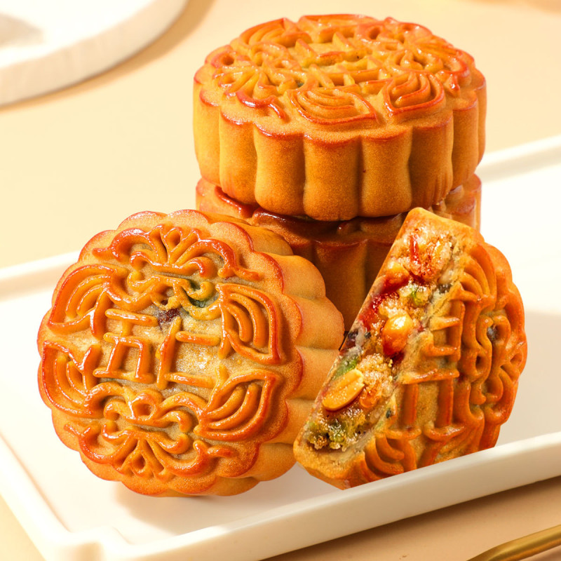 13685201.【5枚/10枚】五仁味月饼传统广式月饼五仁饼月饼糕点心中秋月饼
