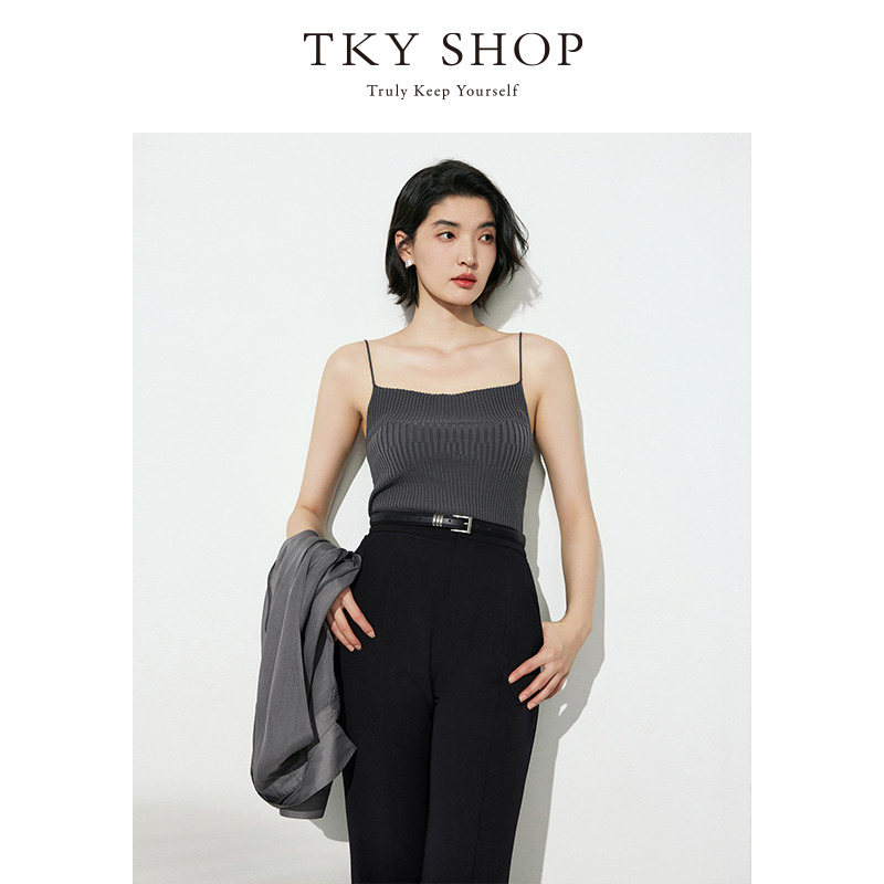 12295645.TKY SHOP一字领吊带背心打底衫2025夏新款修身百搭基础款