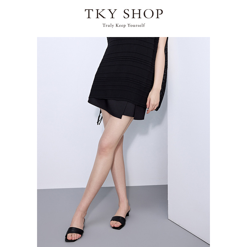 12297823.TKY SHOP简约百搭短裙2025夏新品女高腰不规则下摆半裙