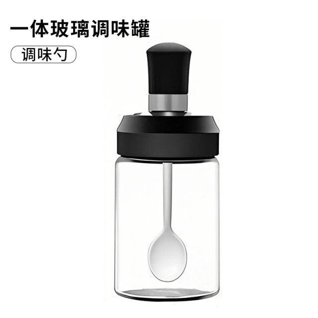 13454092.勺盖一体调料罐 厨房调味罐玻璃调料瓶带油刷小油壶硅胶圈调料盒