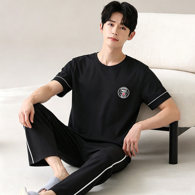 13649761.品彩【凉感莫代尔】休闲舒适男士家居服柔软透气冰爽夏日套装ZH7724