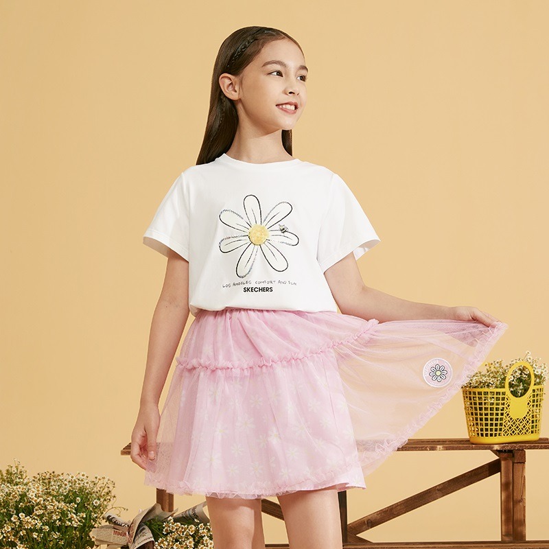 11826081.Skechers斯凯奇正品新款女童花漾甜心系列运动半身短裙