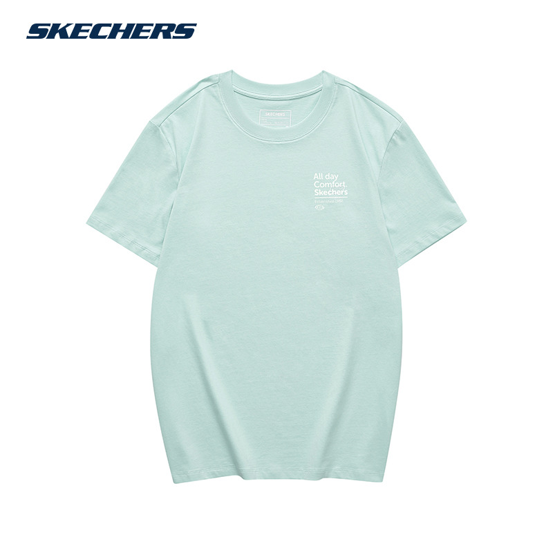 10770399.Skechers斯凯奇中性款夏季新款针织短袖T恤百搭宽松休闲运动上衣