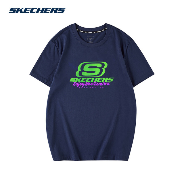 10849912.Skechers斯凯奇圆领短袖春夏新款热销男女休闲运动T恤透气舒适