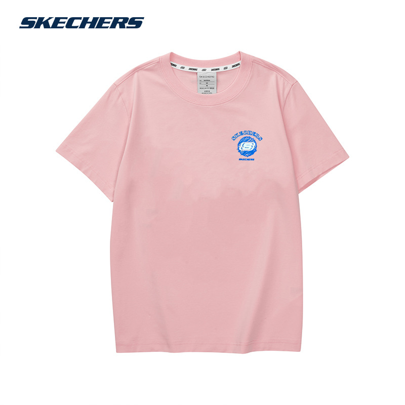 10897686.Skechers斯凯奇男女同款夏新款印花休闲情侣短袖T恤衫