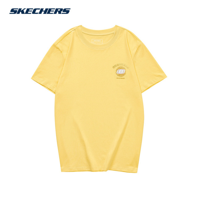 10897686.Skechers斯凯奇男女同款夏新款印花休闲情侣短袖T恤衫