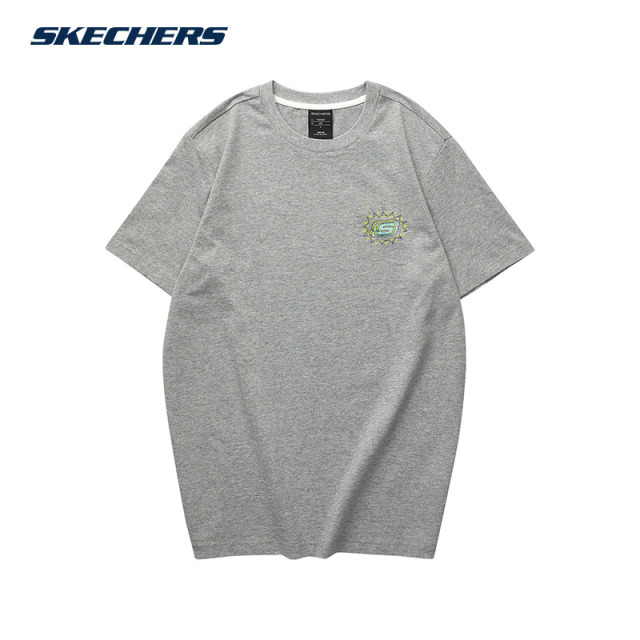 10941815.Skechers斯凯奇夏季新品运动服男女同款圆领短袖宽松T恤舒适透气