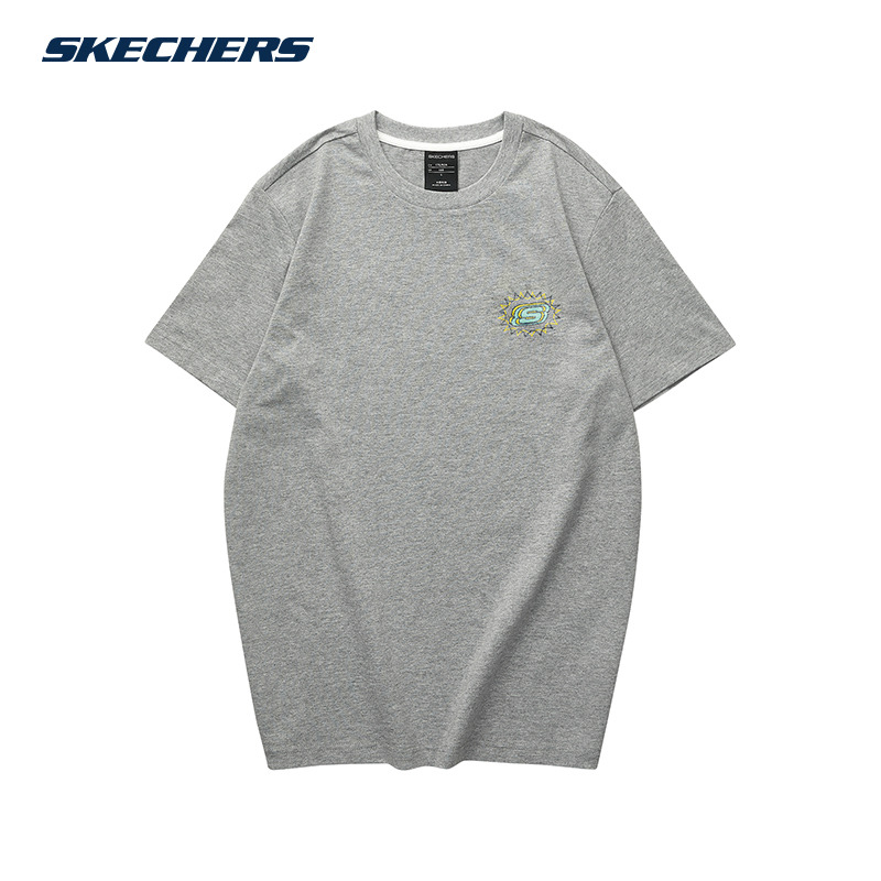 10941815.Skechers斯凯奇夏季新品运动服男女同款圆领短袖宽松T恤舒适透气
