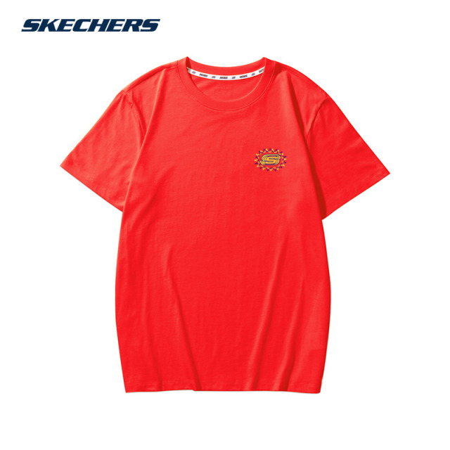 11005800.Skechers斯凯奇夏季新款中性情侣款纯棉运动休闲T恤吸汗透气