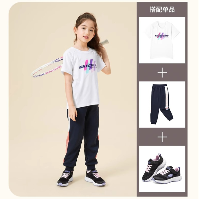 11817567.Skechers斯凯奇女童秋季新款时尚休闲魔术贴网面透气运动鞋