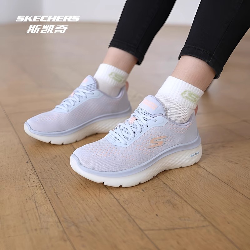 12163601.Skechers斯凯奇女鞋春夏透气网面运动跑步鞋休闲缓震健步鞋124275