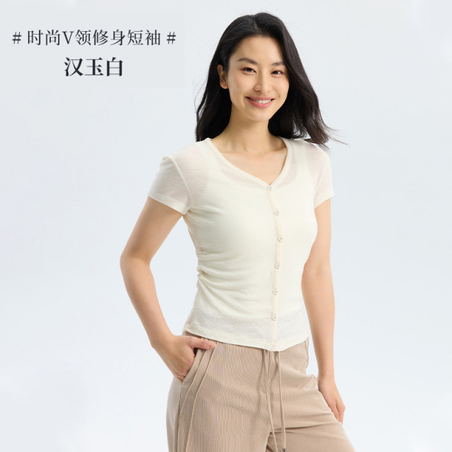 11916803.【试一次  感受轻奢高端100%美丽诺羊毛】凯特温斯顿Kate Winston X 时尚柔暖修身短袖【售完不补】