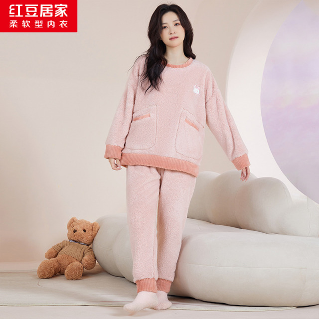 12317936.男式女式秋冬保暖珊瑚绒套头睡衣