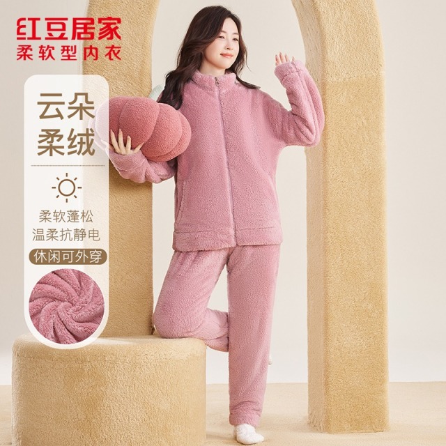 12320364.女式抗静电法兰绒可外穿卫衣式家居服